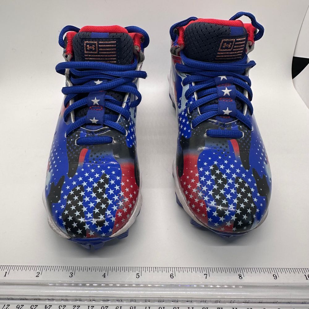 Under Armour Kids Cleats Red, White and Blue Size 2.5Y